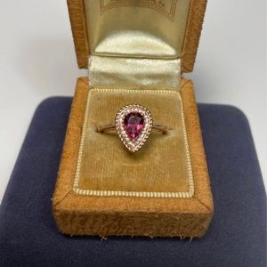 REDUCED 14k rose gold diamond and pink tourmaline